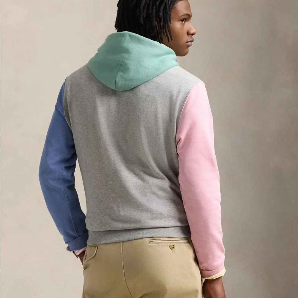 NWOT Polo Ralph Lauren Polo Bear Fleece Hoodie Grey/Multicolor